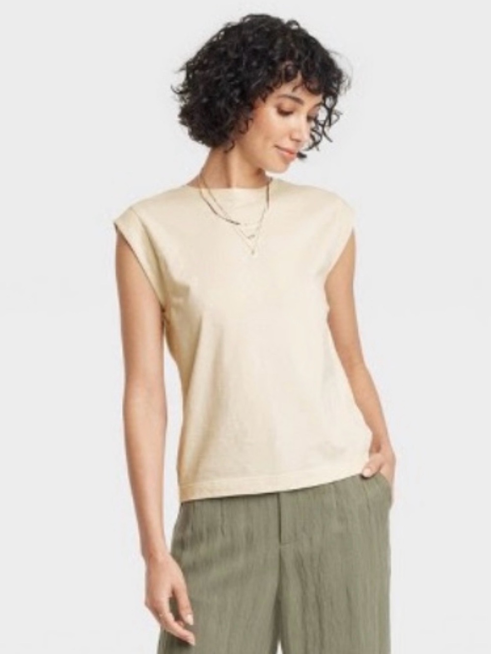 A New Day, Extended Short Sleeve Tee, Creme, XS
